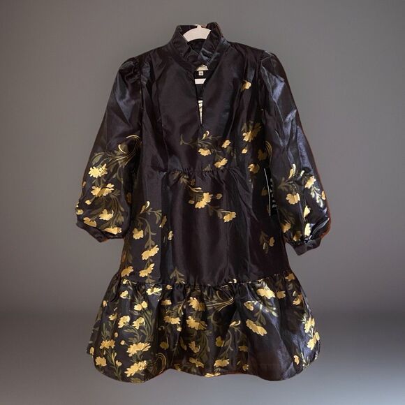 Tuckernuck Dresses & Skirts - Tuckernuck Navy Jasmine Vine Jacquard Palmerston Dress Size XS Quiet Luxury Art
